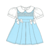 Custom Blue Girls Smocked Dress