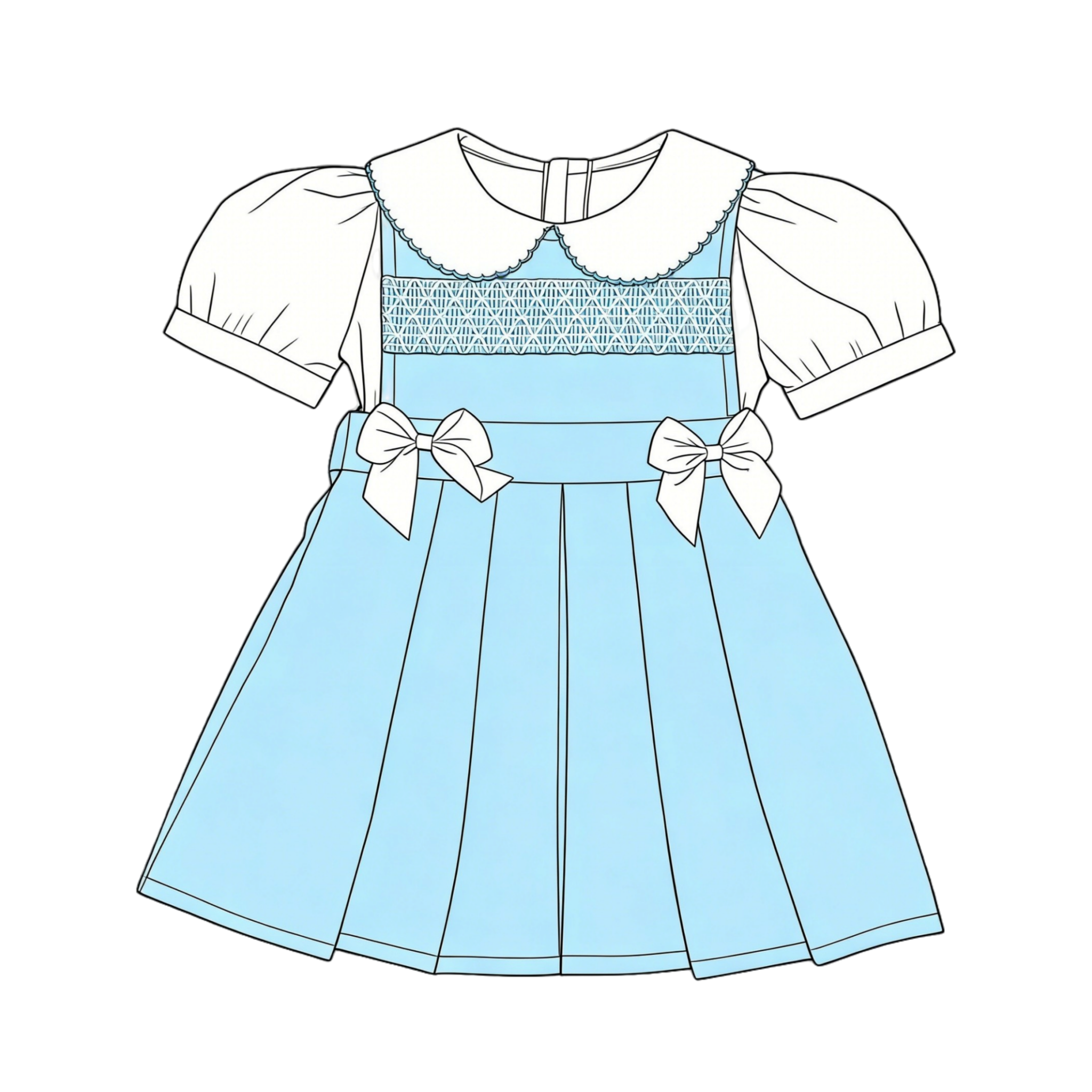 Custom Blue Girls Smocked Dress