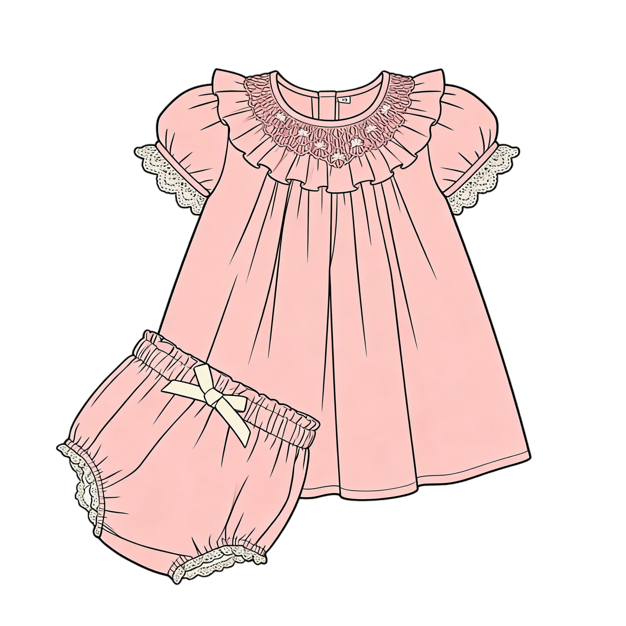 Custom Pink Newborn Smocked Outfits