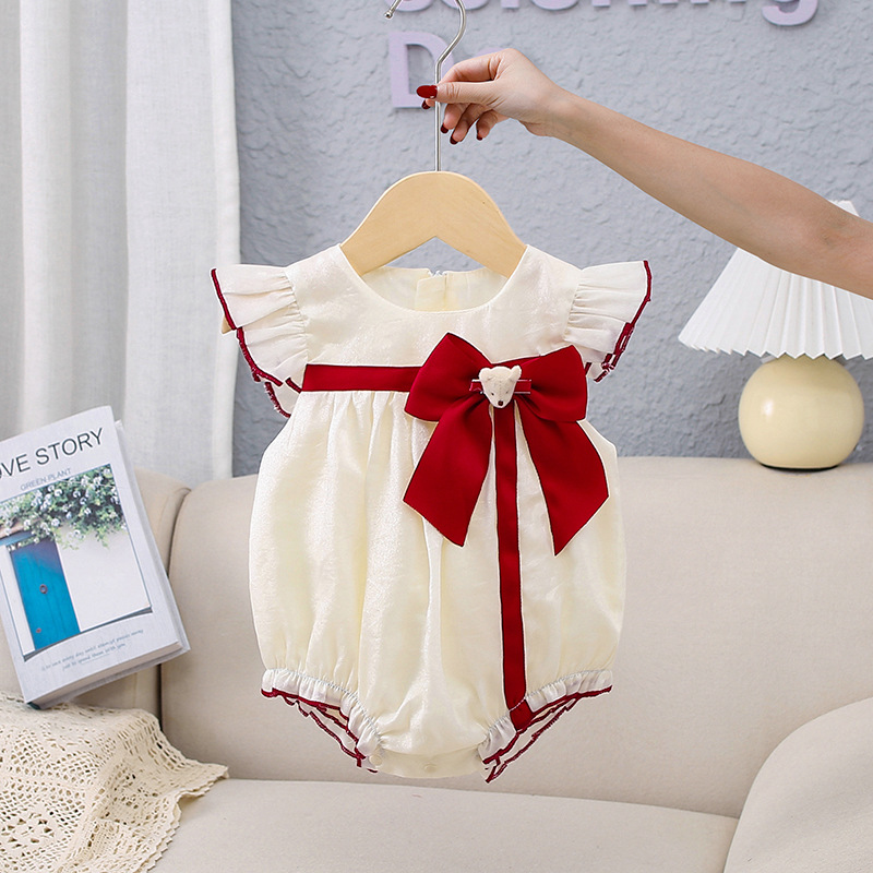 Ruffle Bow Baby Romper - Kabeier