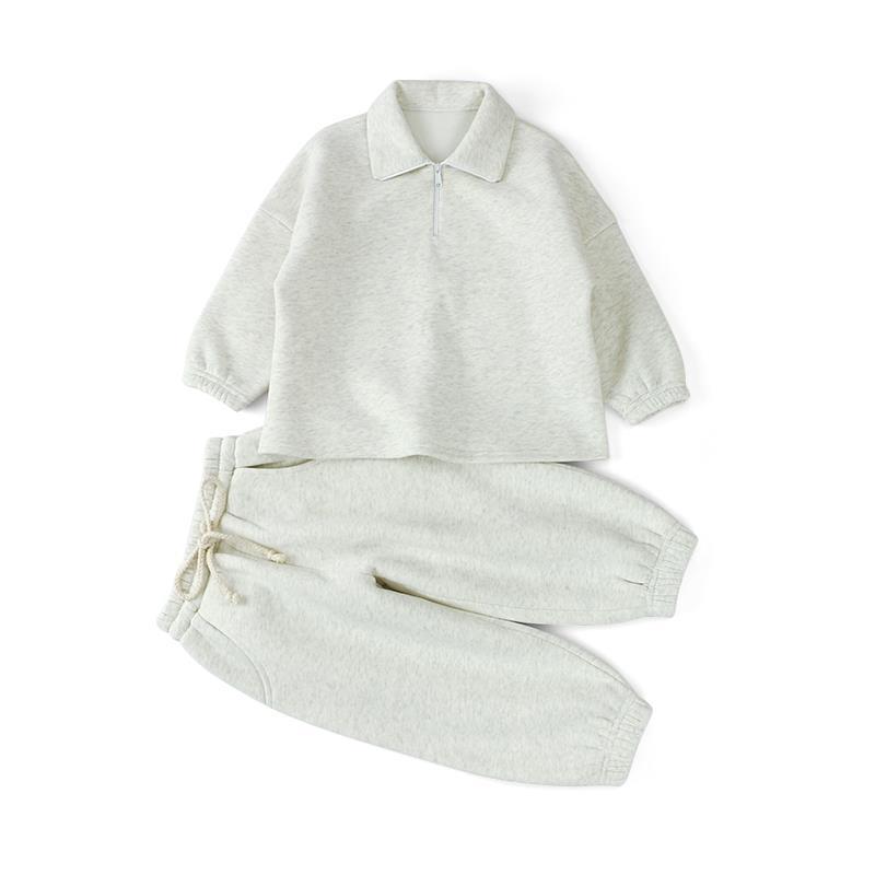 Solid Color Zipper Children's Sweatsuit - Image 4