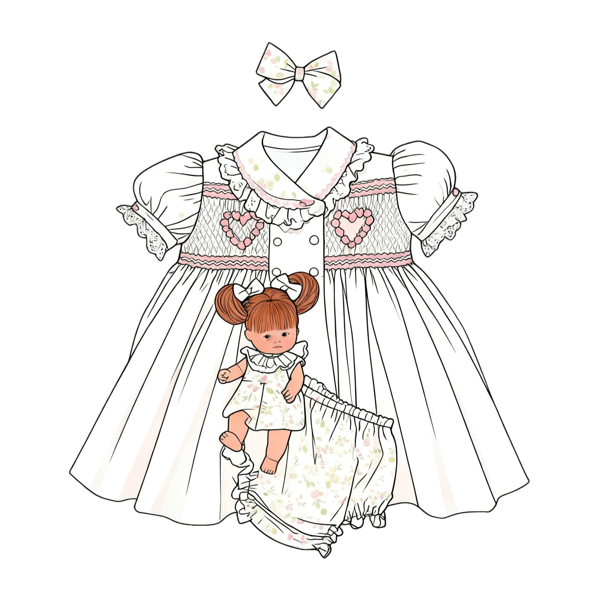 Floral Smocked Dress Set with Bloomers