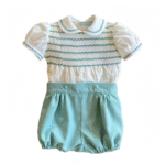 Blue Smocked Romper Sets for boys.