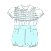 Blue Smocked Romper Sets for boys