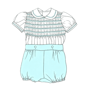 Blue Smocked Romper Sets for boys