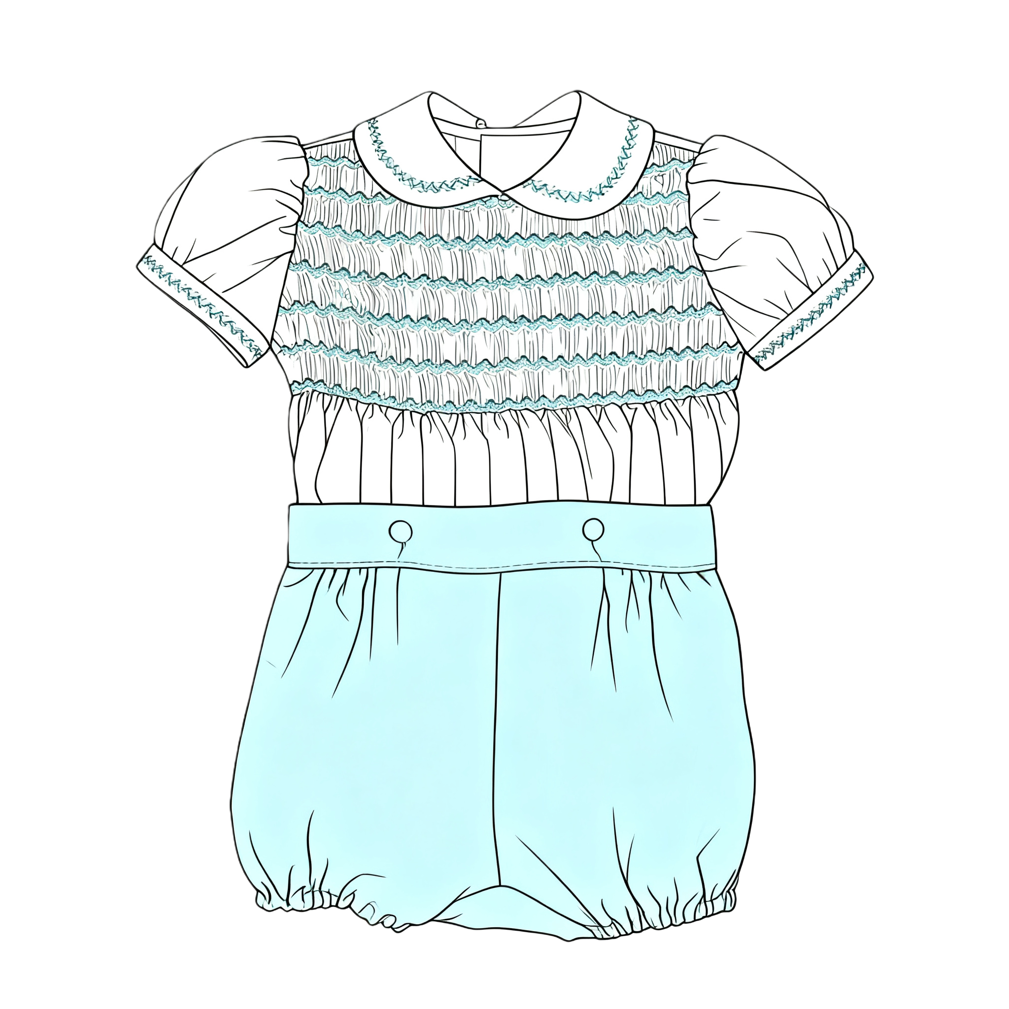 Blue Smocked Romper Sets for boys