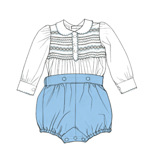 Blue Velvet Boy Smocked Set​​ (2)