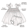 Bow-Shoulder Smocked Baby Dress Set