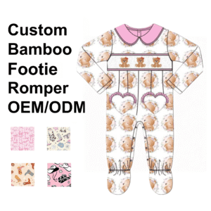 Custom Bamboo Viscose Baby Footie Romper