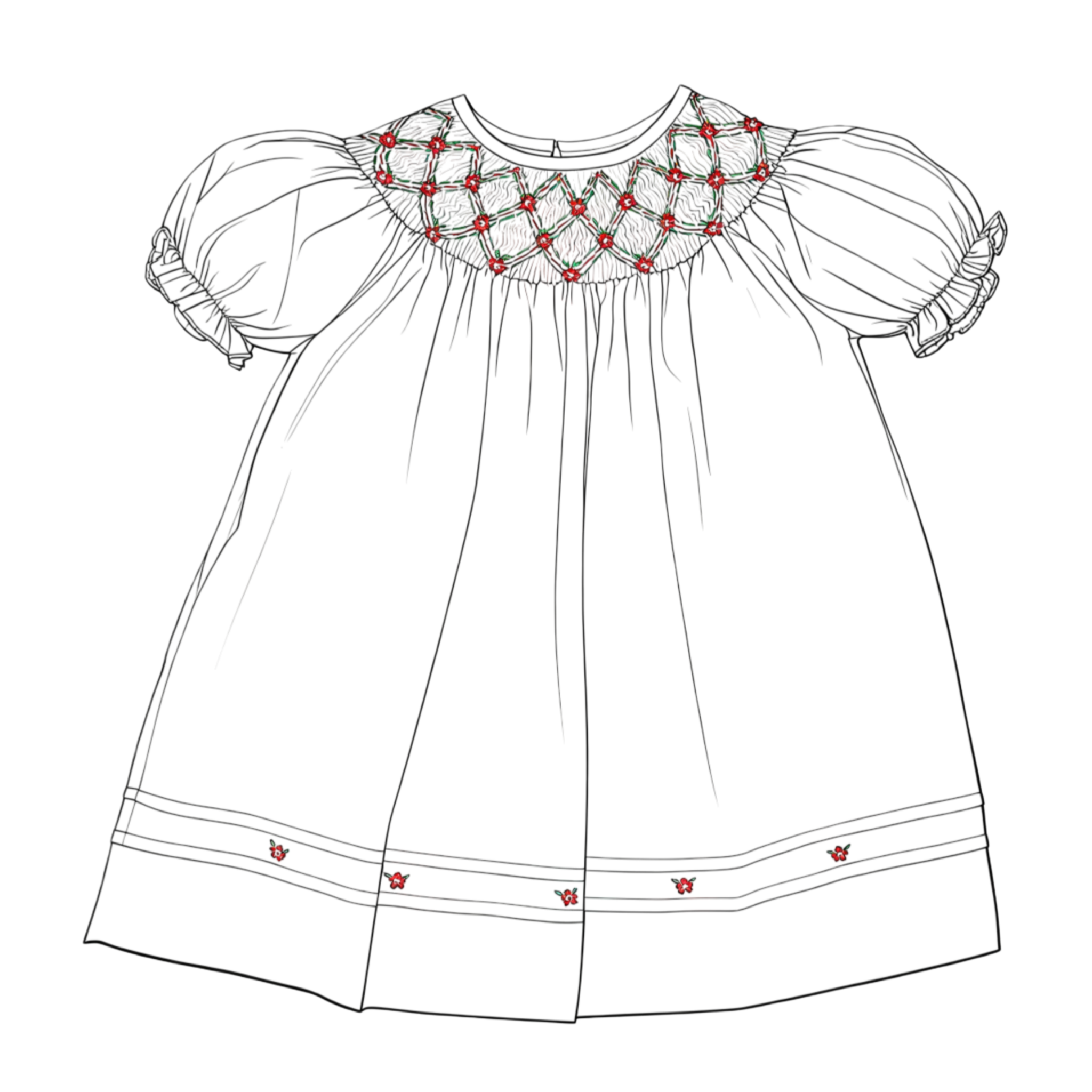 Custom Bishop Sleeve Holiday Smocked Dress