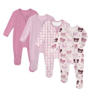 Custom Printed Bamboo Zipper Footie Pajamas