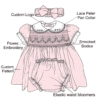 Custom Pink Puff Sleeve Smocked Dress for Baby Girls