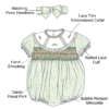 Floral Smocked Baby Romper with Lace Collar (2)