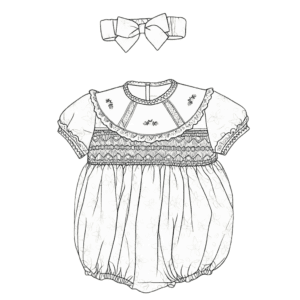 Floral Smocked Baby Romper with Lace Collar