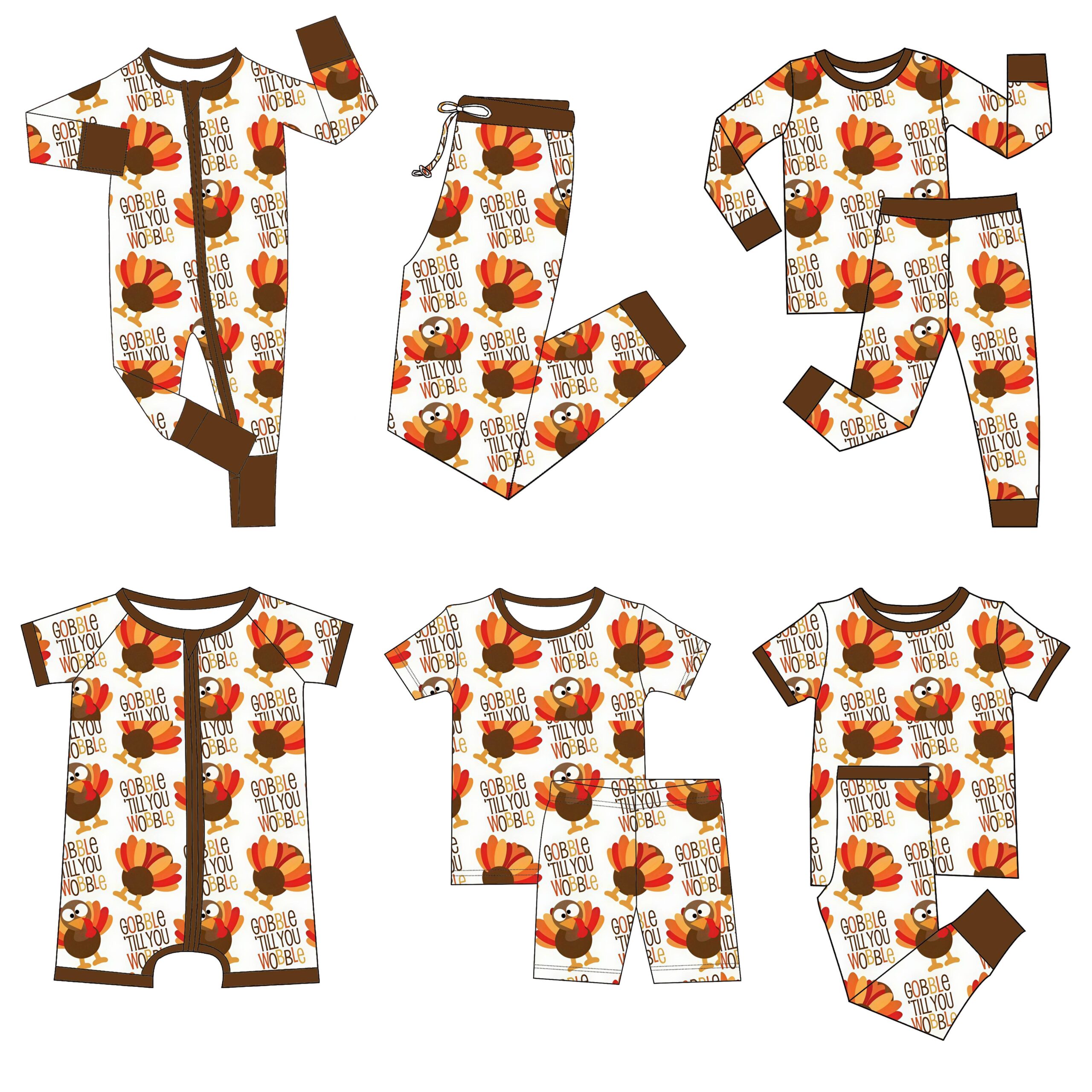 Thanksgiving Bamboo Pajamas with Custom Printed Pattern