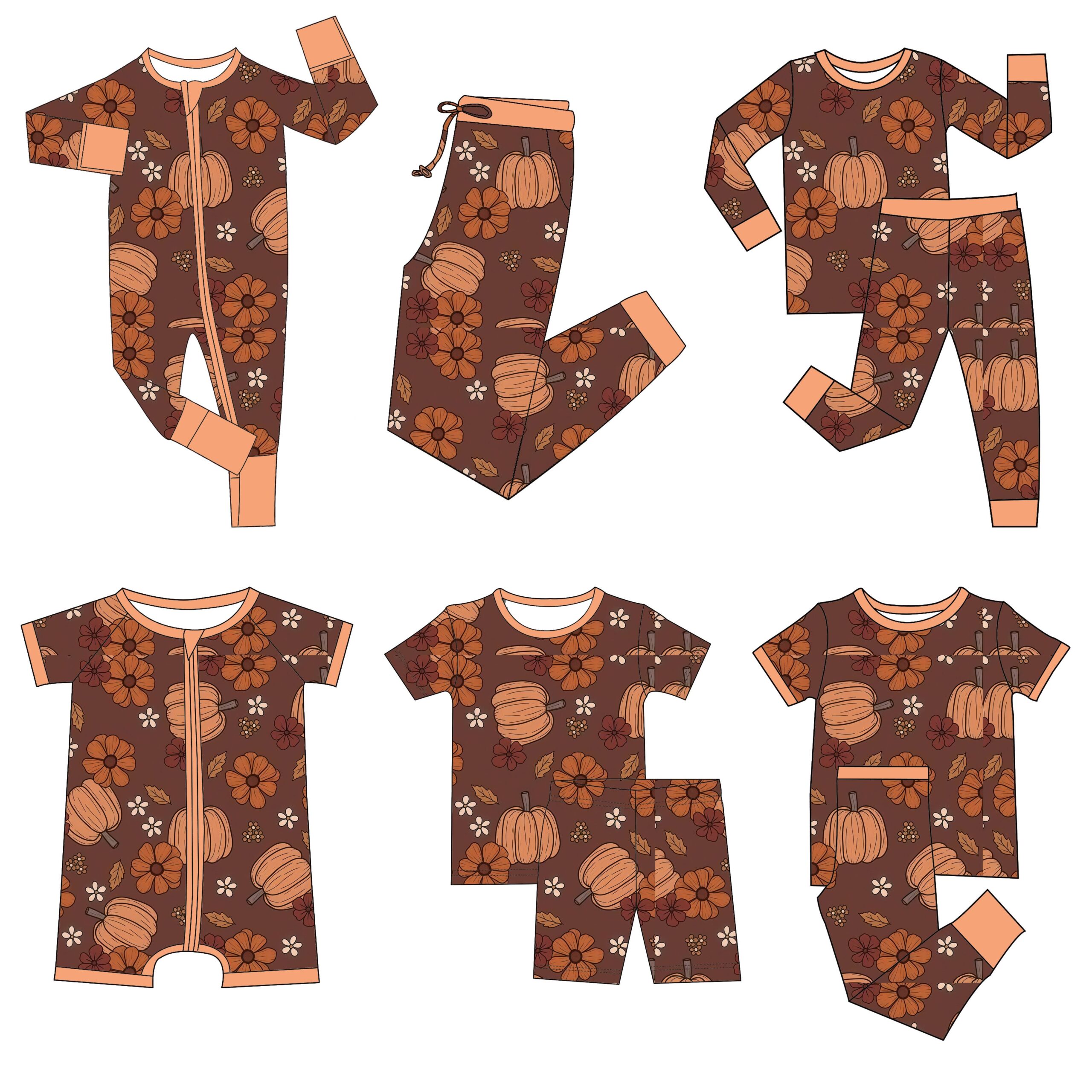 Thanksgiving Bamboo Pajamas with Custom Printed Pattern