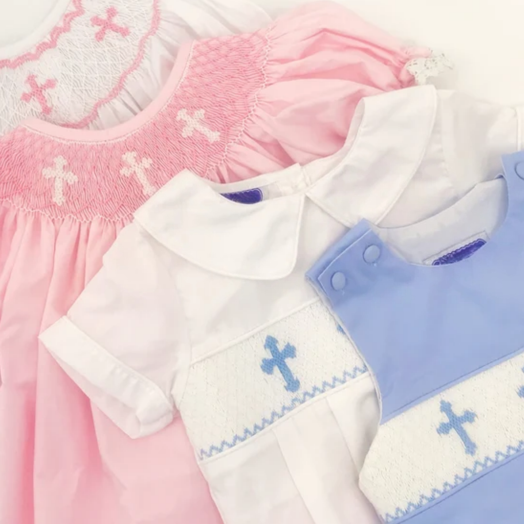 Baptism Smocked Boy Clothing with Blue Crosses (2)