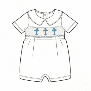 Baptism Smocked Boy Clothing with Blue Crosses