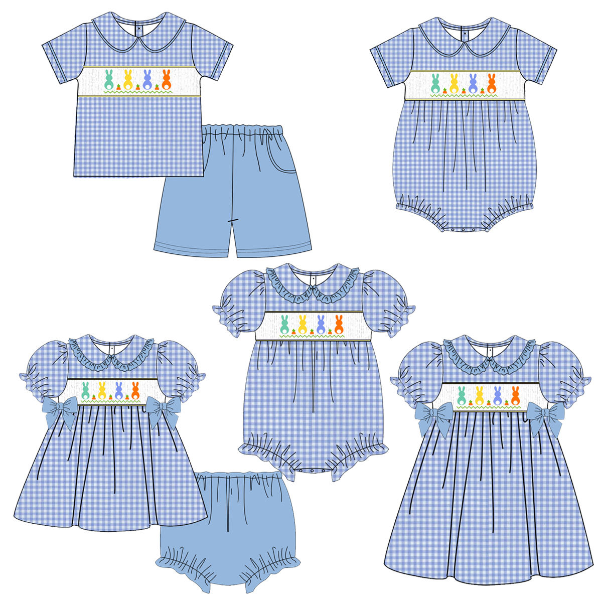 Custom Blue Girls Smocked Dress - Image 11