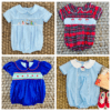 Custom Smocked Christmas Bubble​ with Santa Pattern