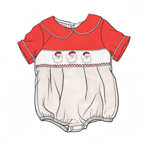 Custom Smocked Christmas Bubble​ with Santa Pattern