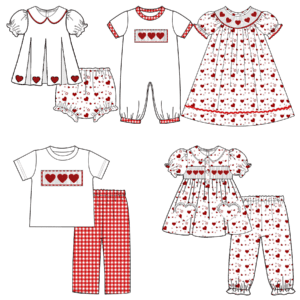 Custom Smocked Valentines Outfit with Heart Embroidery