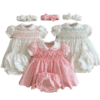 Hand Smocked Baby Girl Clothes​ with Embroidered Flowers