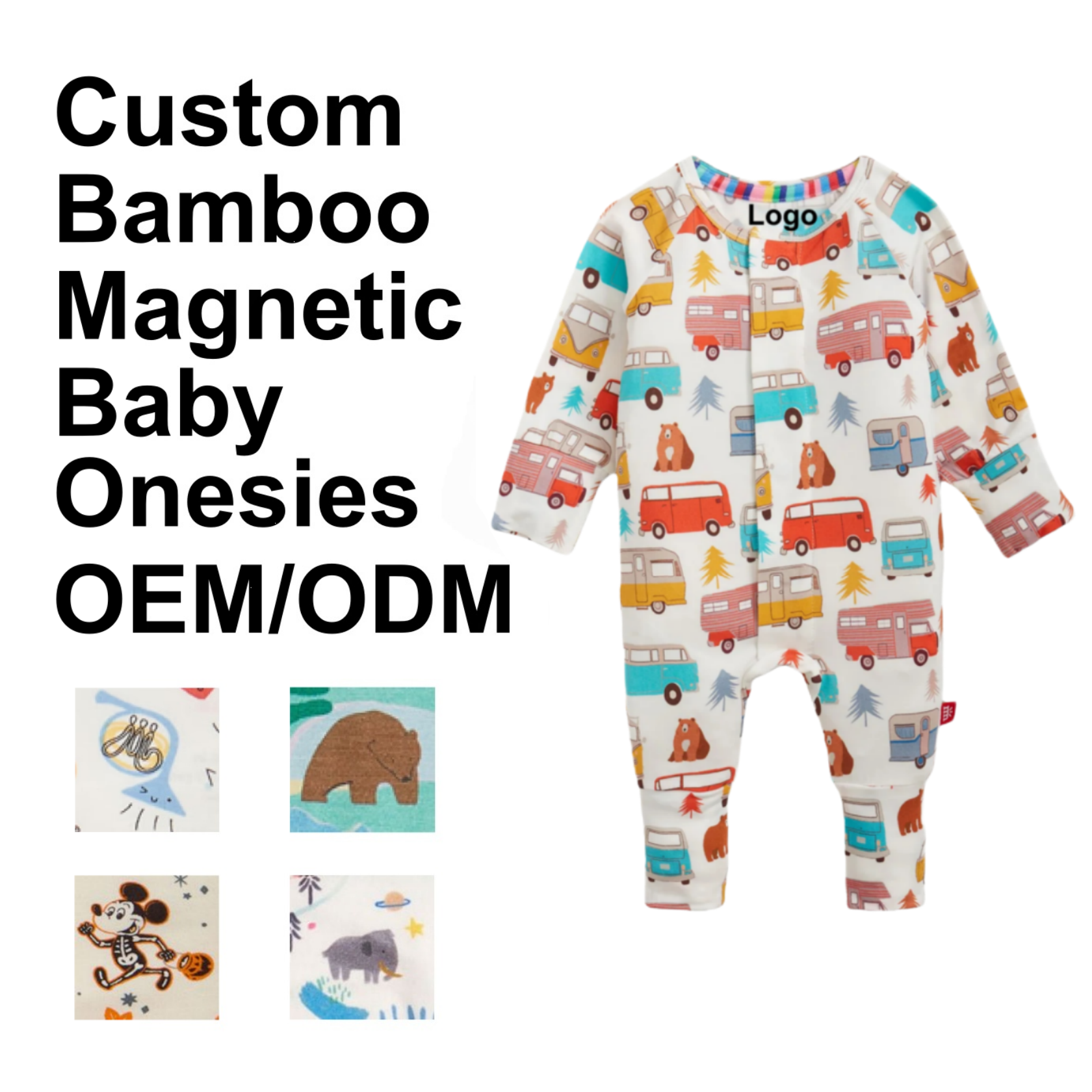 custom bamboo magnetic baby onesies