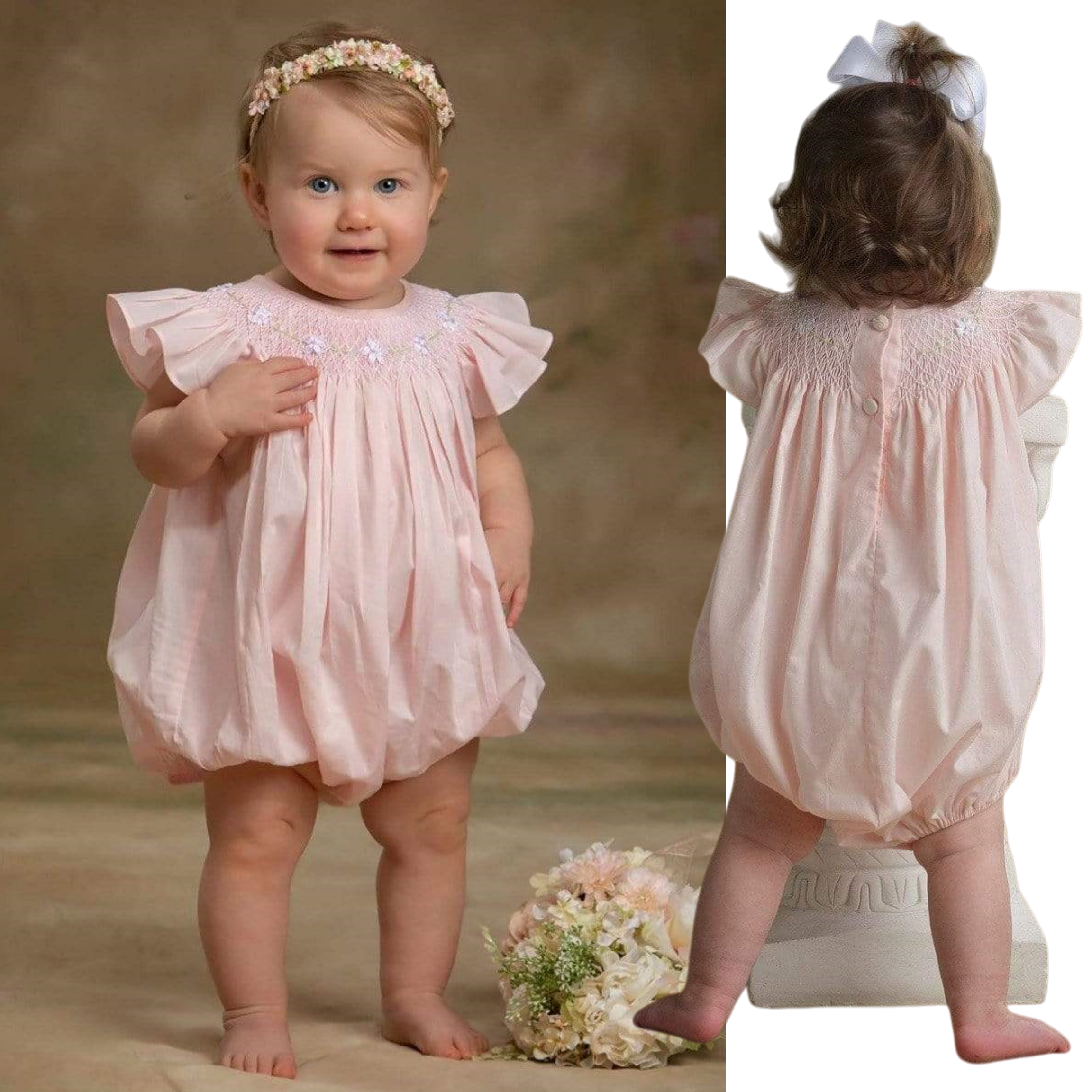 Custom Pink Heirloom Smocked Bubble