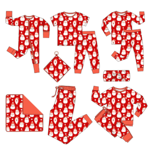 custom kids bamboo Christmas pajamas Santa Claus Print