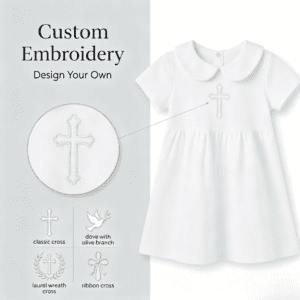 Custom Embroidery White Baptism Dress​
