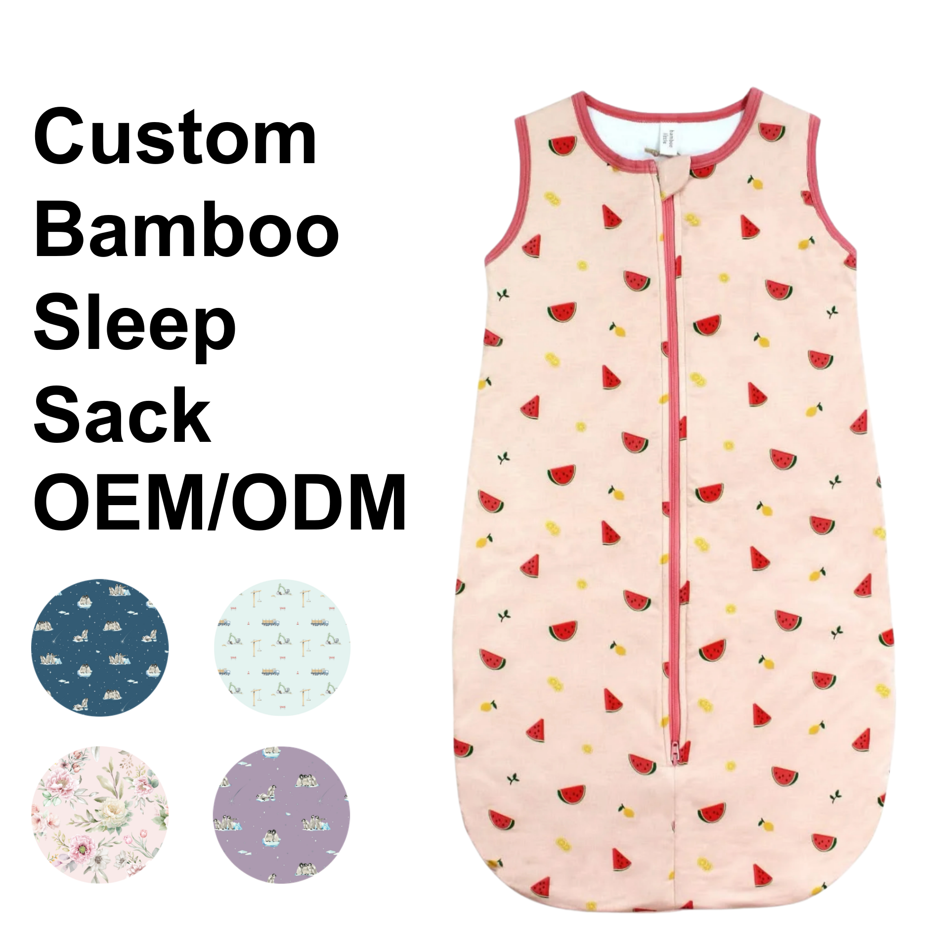 Custom Print Sweet Bamboo Sleep Sack with Zipper - Kabeier