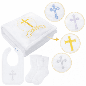 Custom Cross Embroidery Baptism Accessories 3PCS