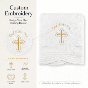 Custom Embroidery White Baptism Blanket